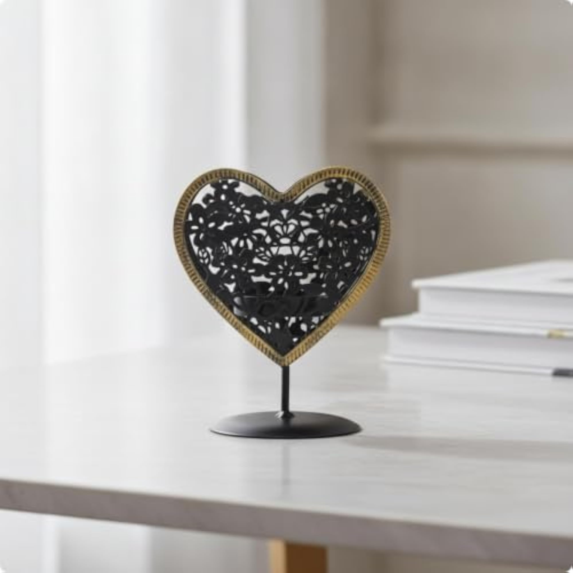 Openwork Heart Candle Holder, Metal Design